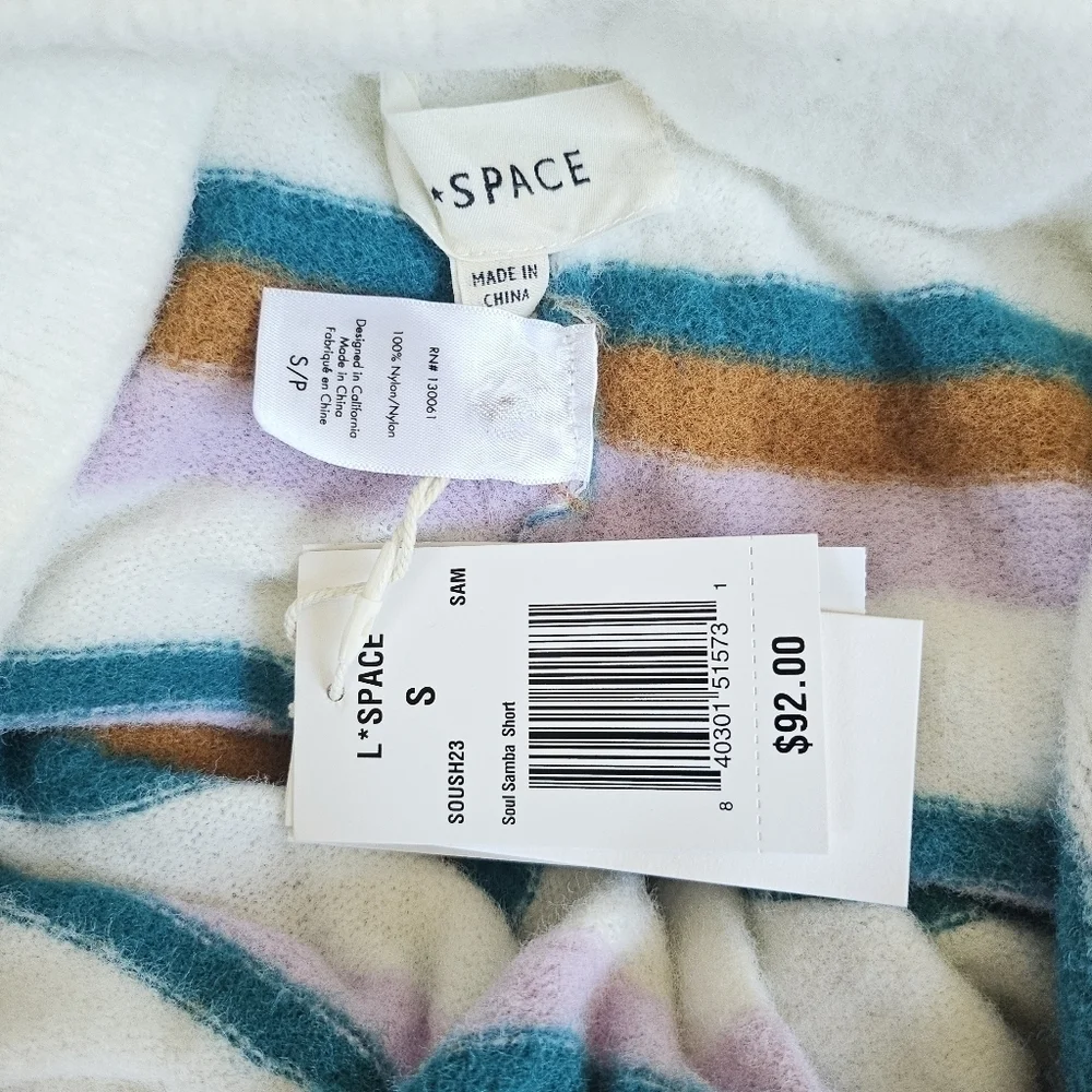 New L*Space Soul Samba Striped Lounge Swim Beach Cover-Up Shorts NWT